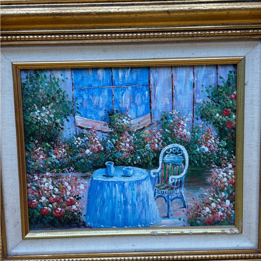 Vintage Marie Charlotte still life on oil canvas framed in gold frame - Picture 4 of 7